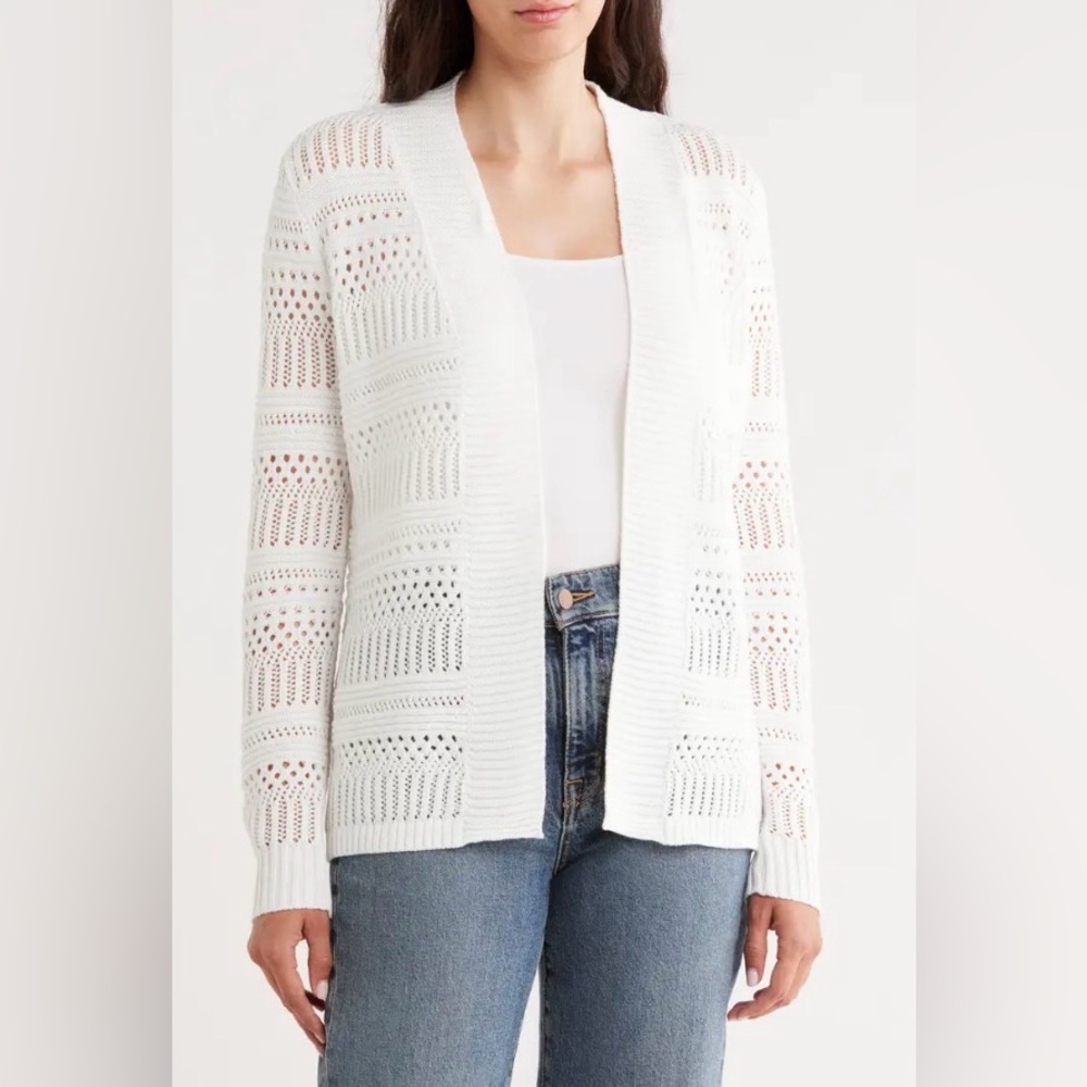 Cyrus Open Stitch Cardigan‎ 100% Viscose White Size Small New With Tags